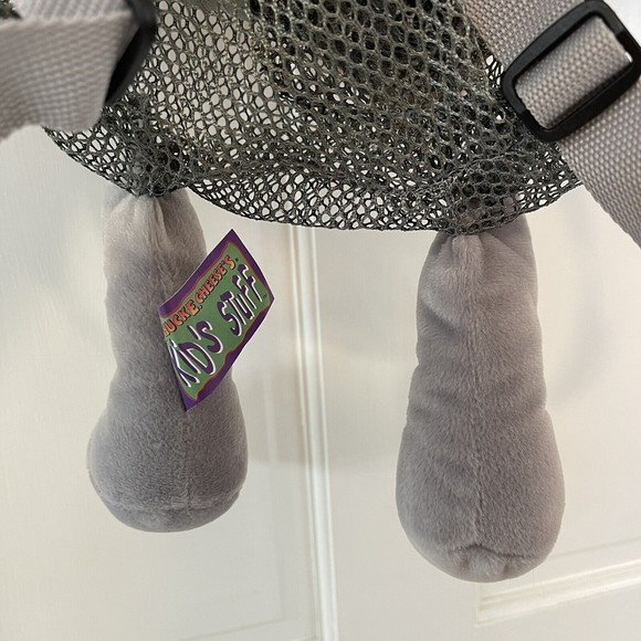 Vintage Chuck E Cheese Mesh Adjustable Gray Blue Backpack Bag Plush Prize 2002 - Picture 7 of 11